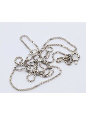Unique 14K Karat Solid White Gold Designer Box Link Chain Necklace - 16.50" L